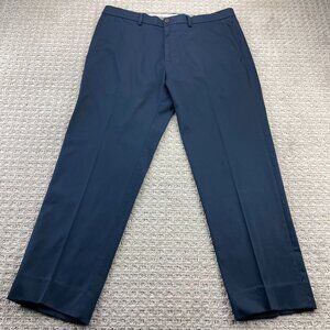 Haggar Iron Free Premium Khaki Dress Pants Men 34 X 30 Navy Blue Formal Preppy